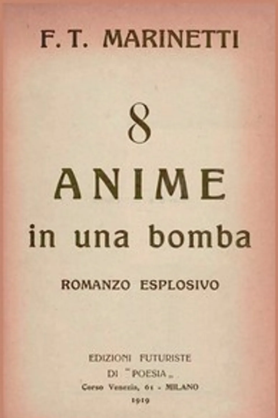 8 anime in una bomba: Romanzo esplosivo, F. T. Marinetti
