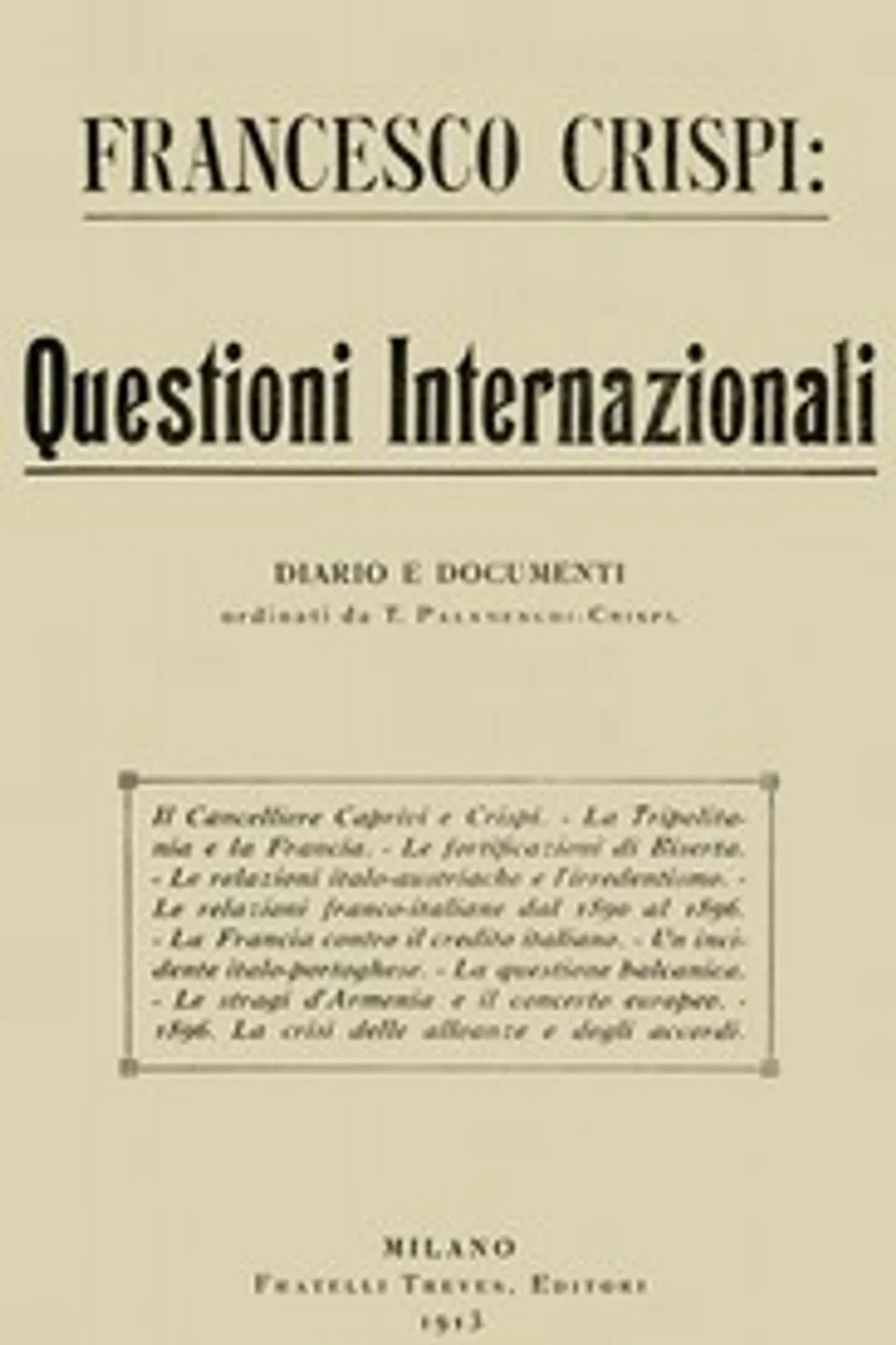 Questioni internazionali, Francesco Crispi