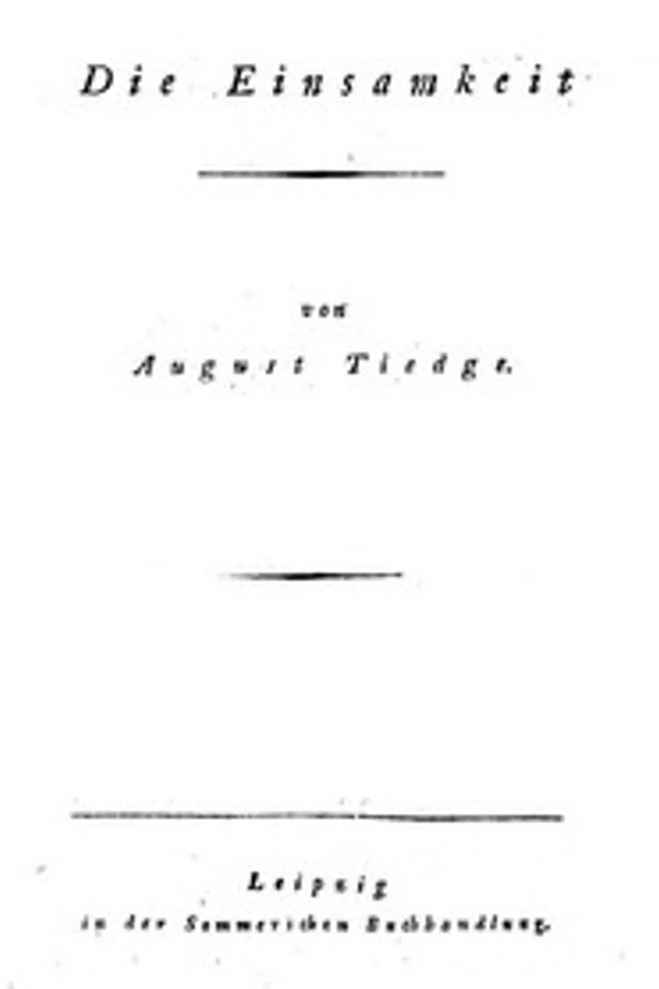 Die Einsamkeit, Christoph August Tiedge