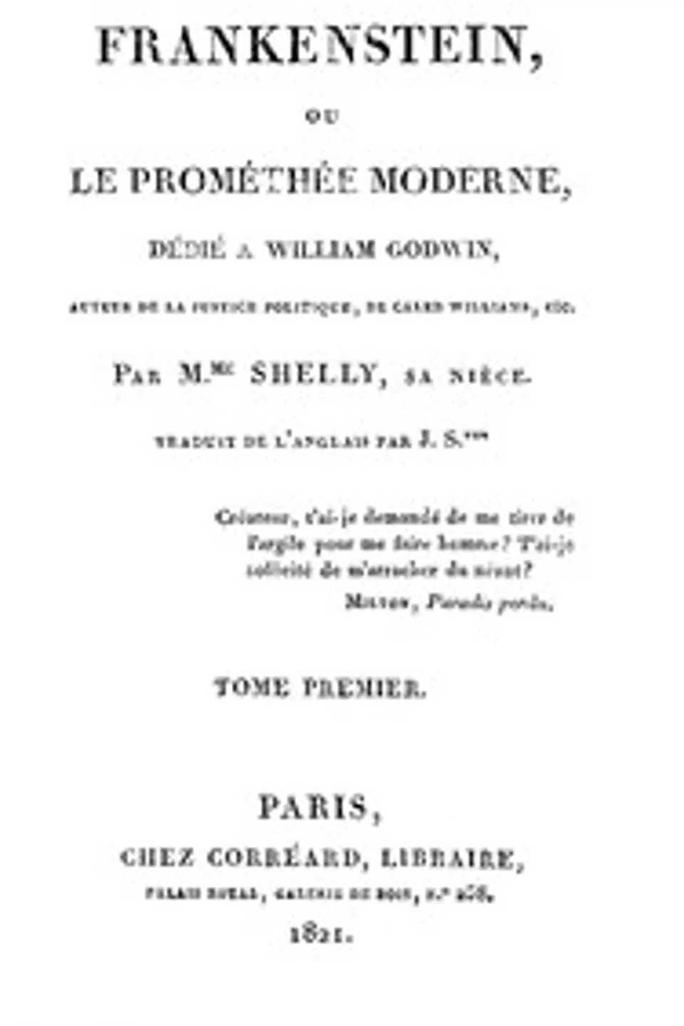 Frankenstein, ou le Prométhée moderne Volume 1 (of 3), Mary Wollstonecraft Shelley