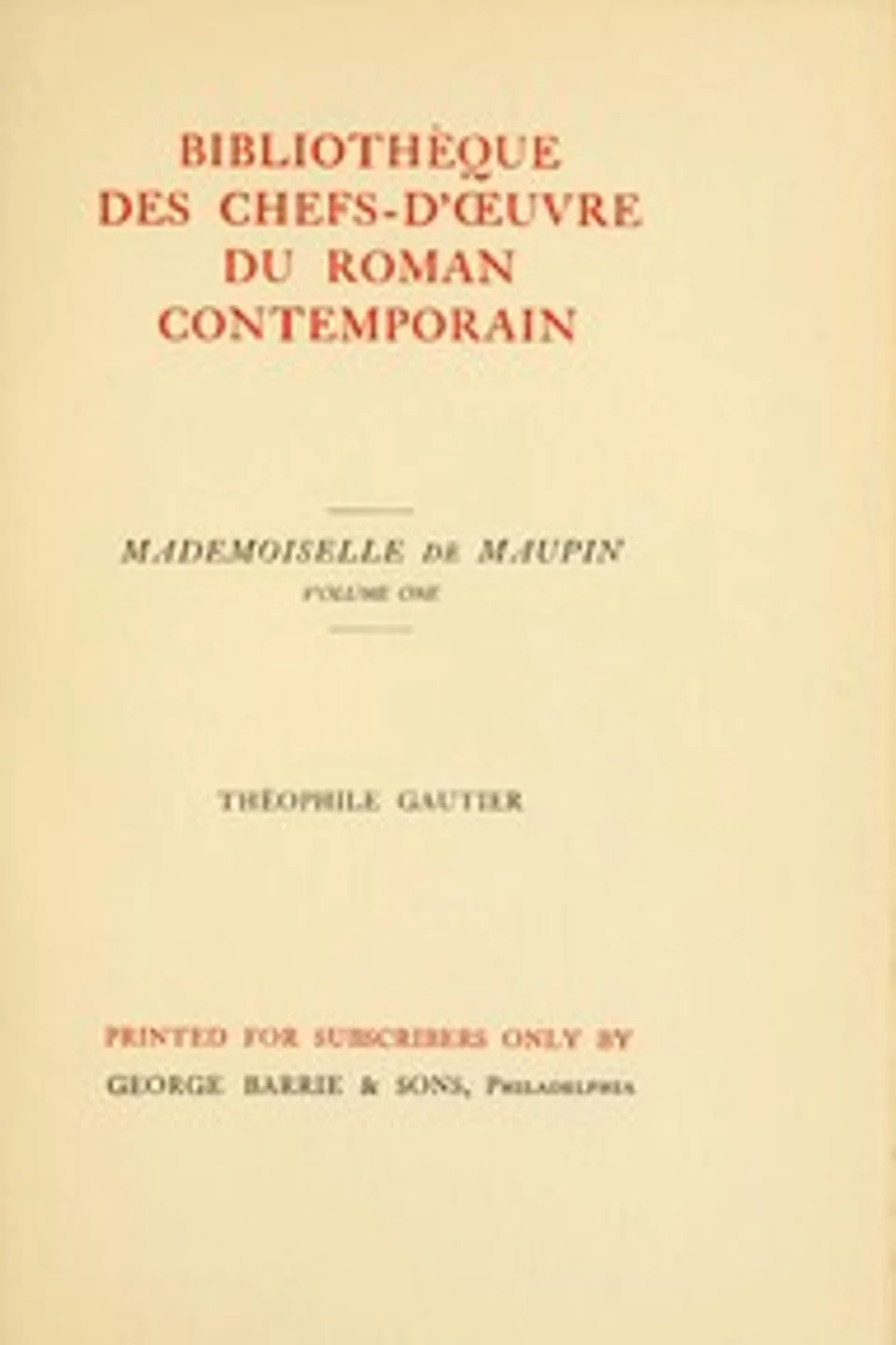 Mademoiselle de Maupin, Volume 1 (of 2), Théophile Gautier