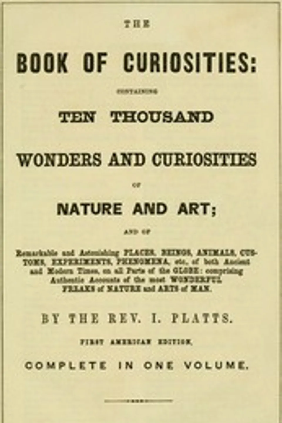 The Book of Curiosities, John Platts