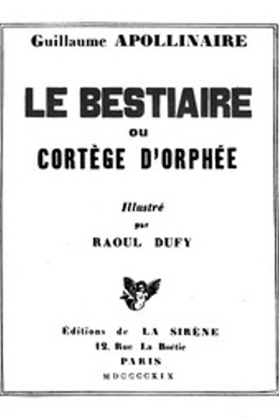 Le bestiaire: ou, Cortège d'Orphée, Guillaume Apollinaire