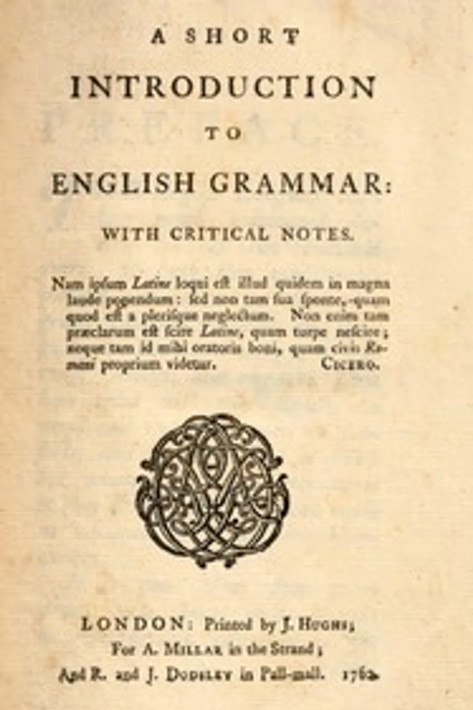 A short introduction to English grammar : $b with critical notes, Robert Lowth