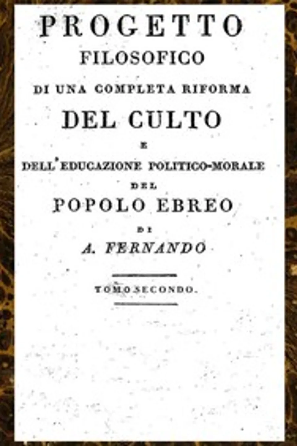Progetto filosofico di una completa riforma del culto e dell'educazione politico-morale del popolo ebreo, Tomo II, Aron Fernando
