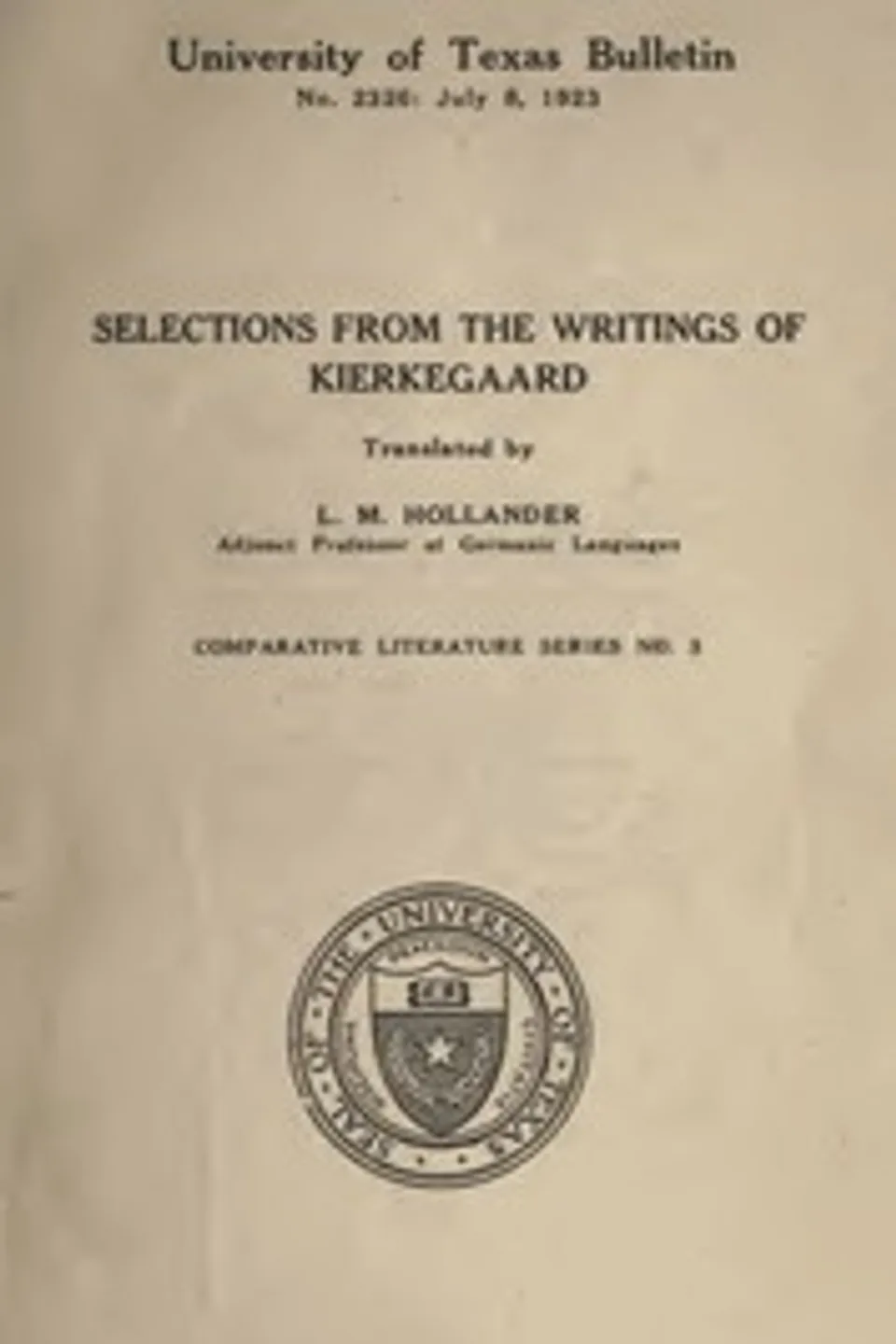 Selections from the Writings of Kierkegaard, Søren Kierkegaard