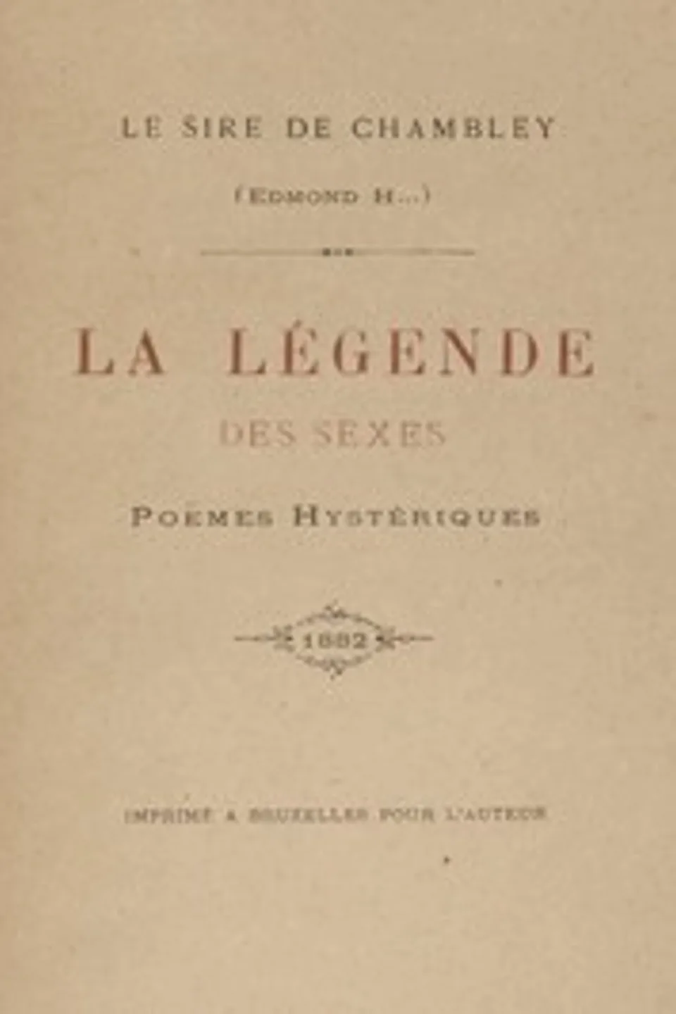 La Légende des sexes: Poëmes hystériques, Edmond Haraucourt