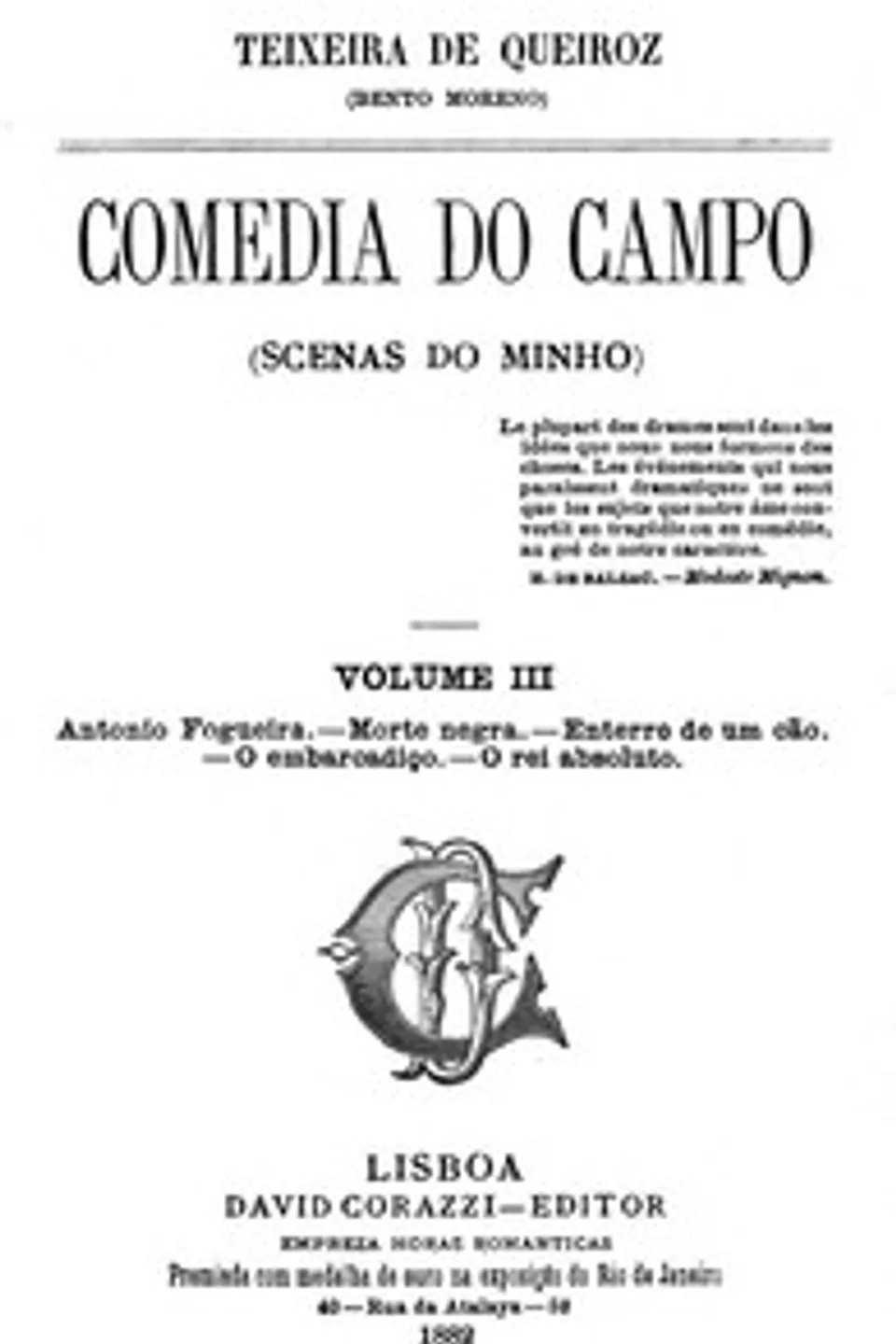 Comedia do Campo volume III (Scenas do Minho), Bento Moreno
