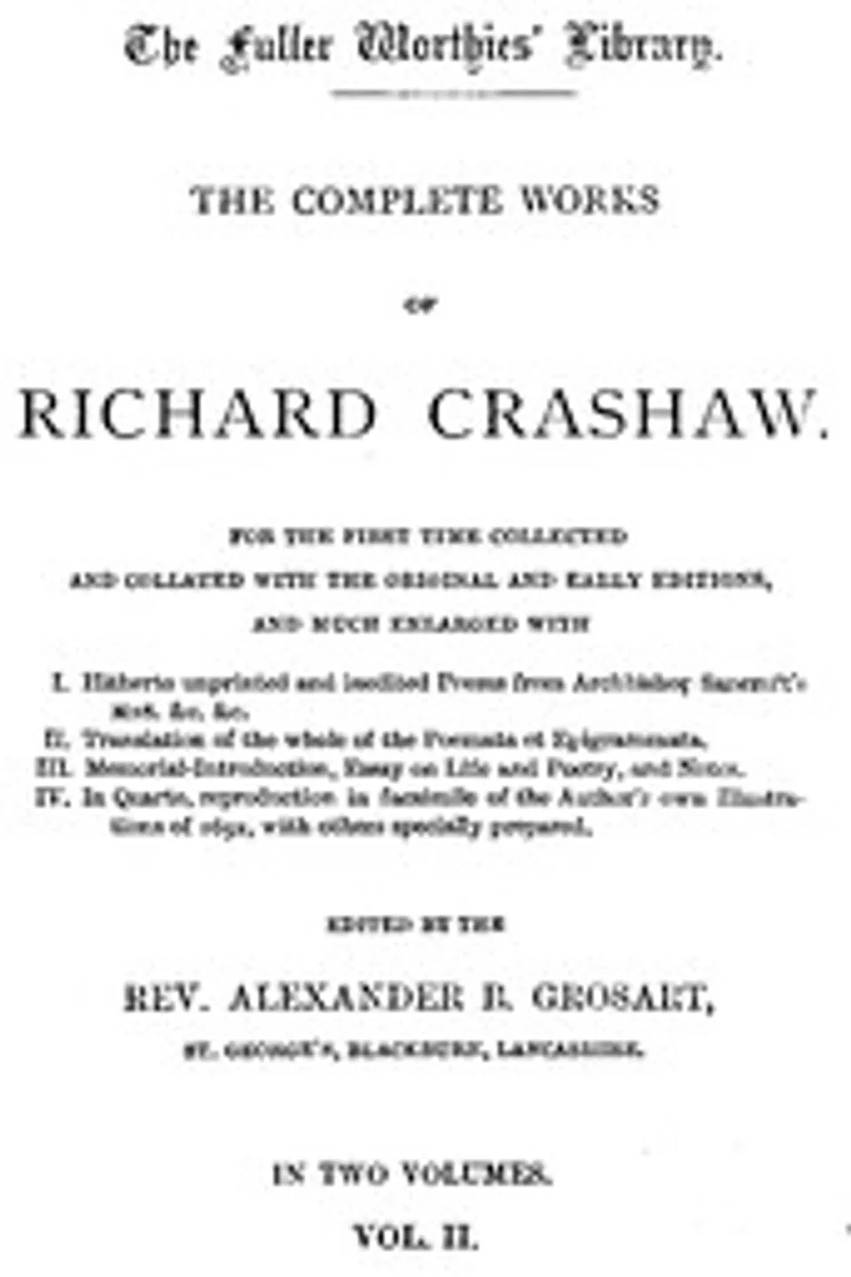 The Complete Works of Richard Crashaw, Volume II, Richard Crashaw