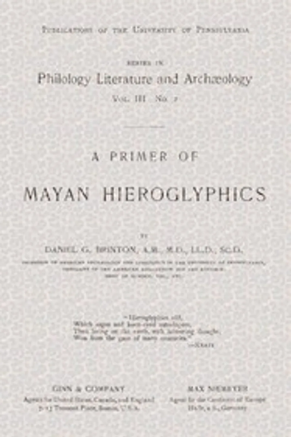 A Primer of Mayan Hieroglyphics, Daniel G. (Daniel Garrison) Brinton