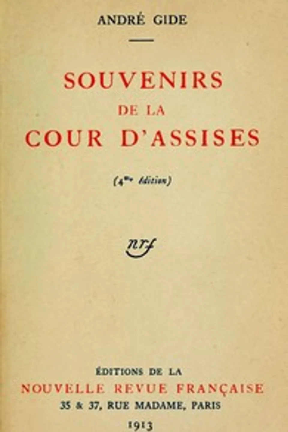 Souvenirs de la Cour d'Assises, André Gide