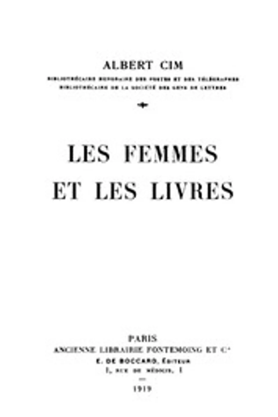 Les femmes et les livres, Albert Cim