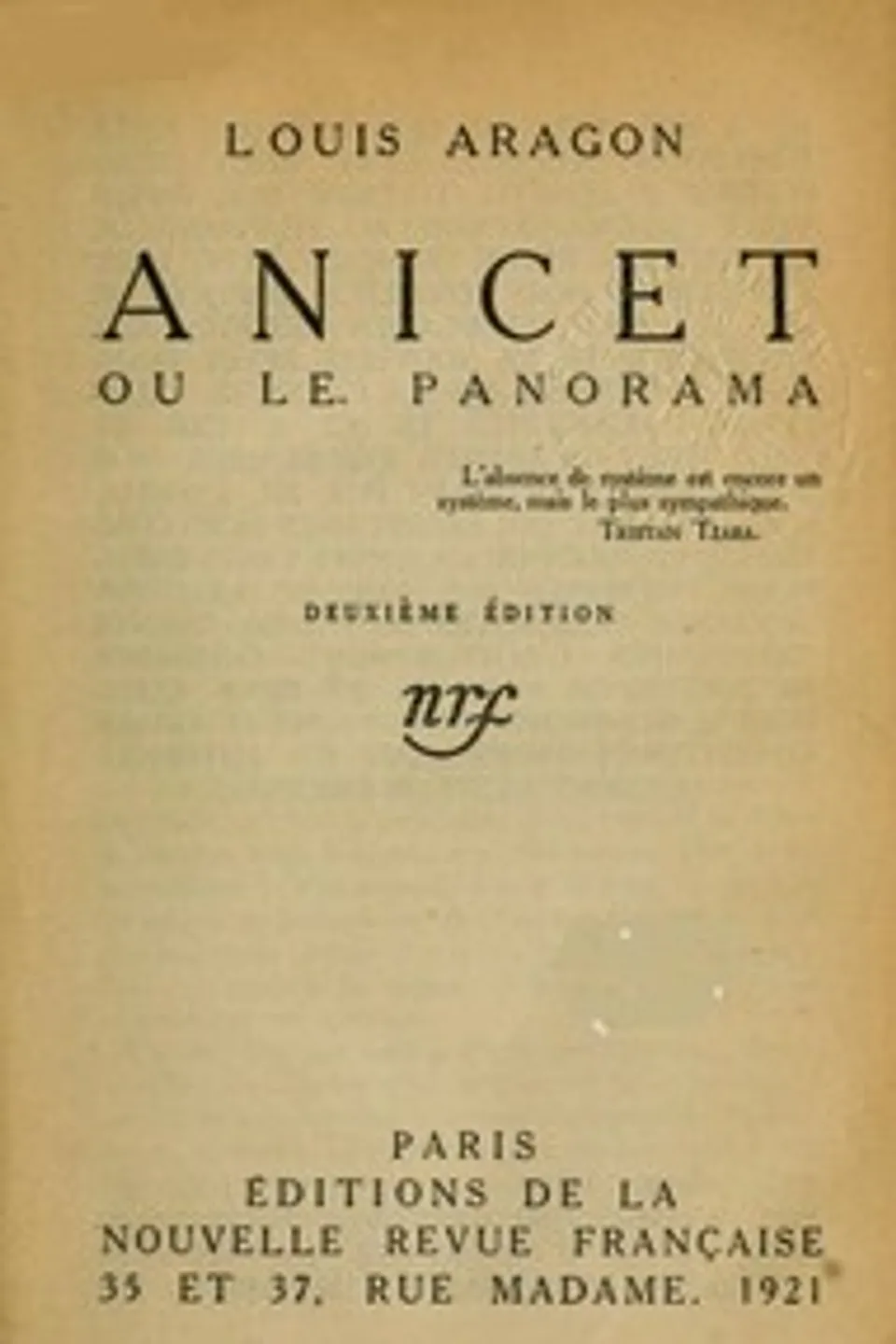 Anicet; ou, le panorama, Aragon