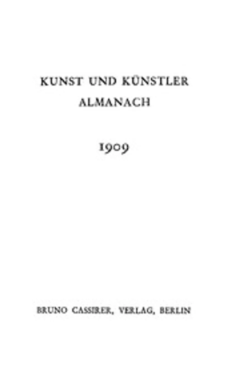 Kunst und Künstler Almanach 1909, Various