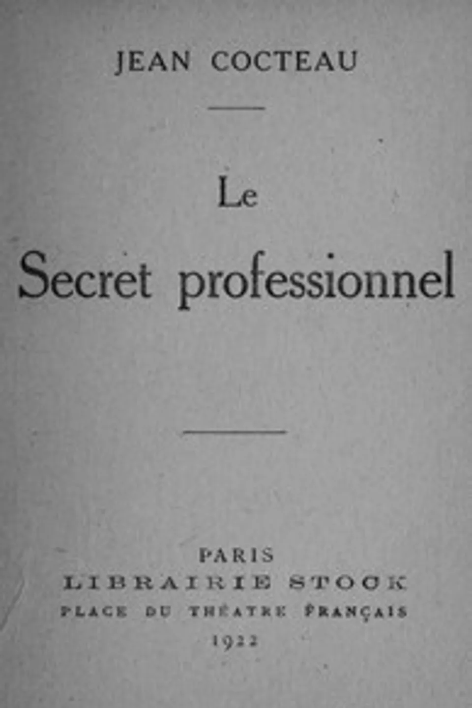 Le Secret professionnel, Jean Cocteau