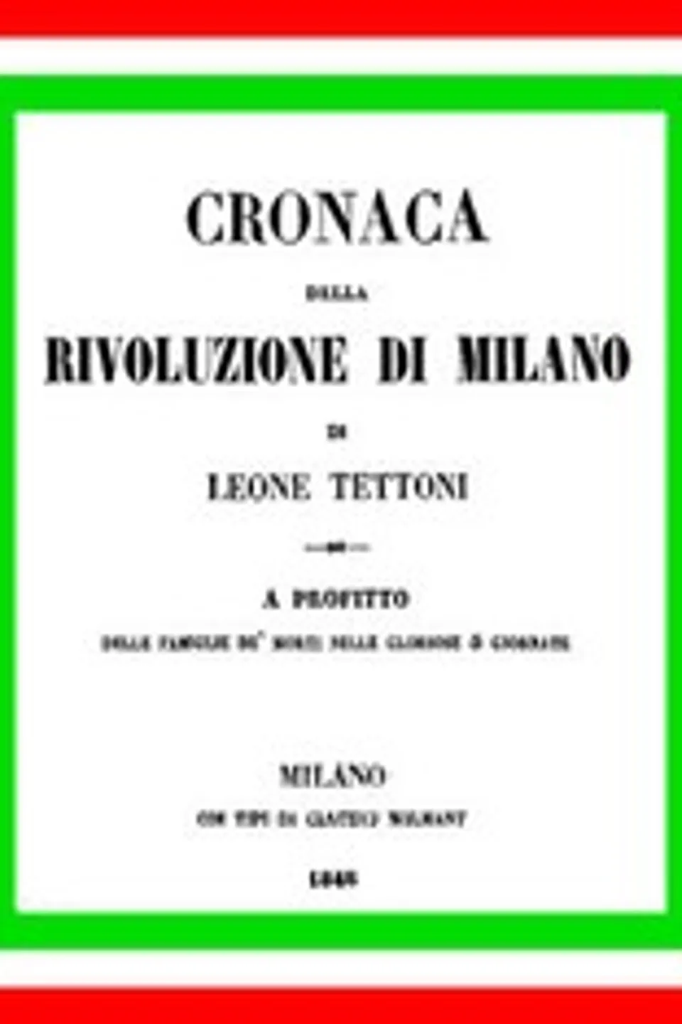 Cronaca della rivoluzione di Milano, Leone Tettoni