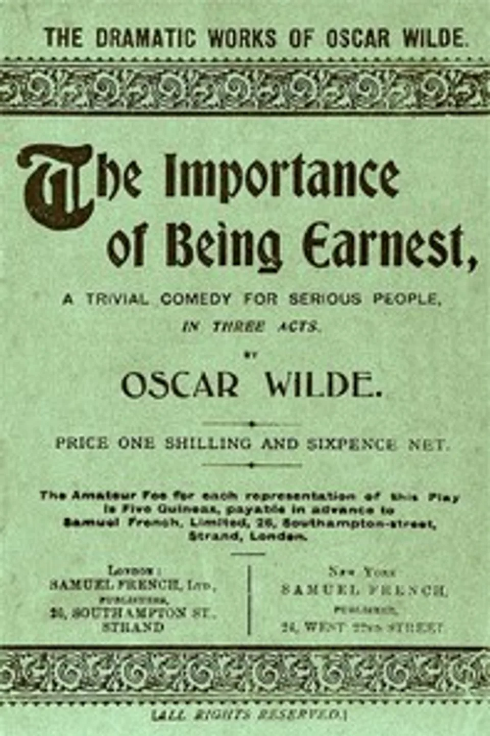 Die Wichtigkeit, ernst zu sein, Oscar Wilde