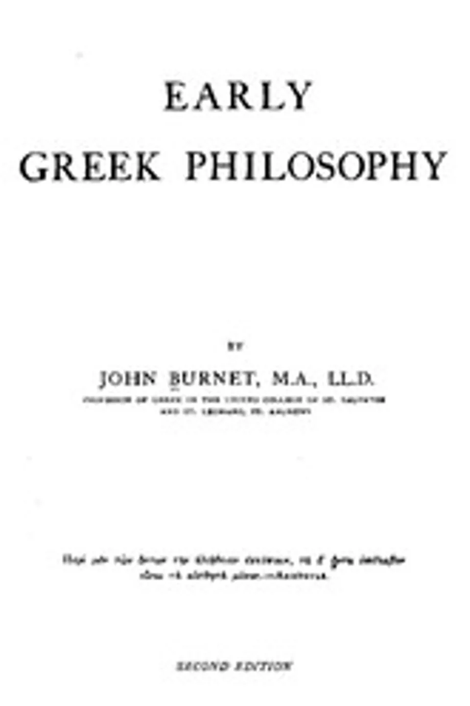 Early Greek philosophy, John Burnet