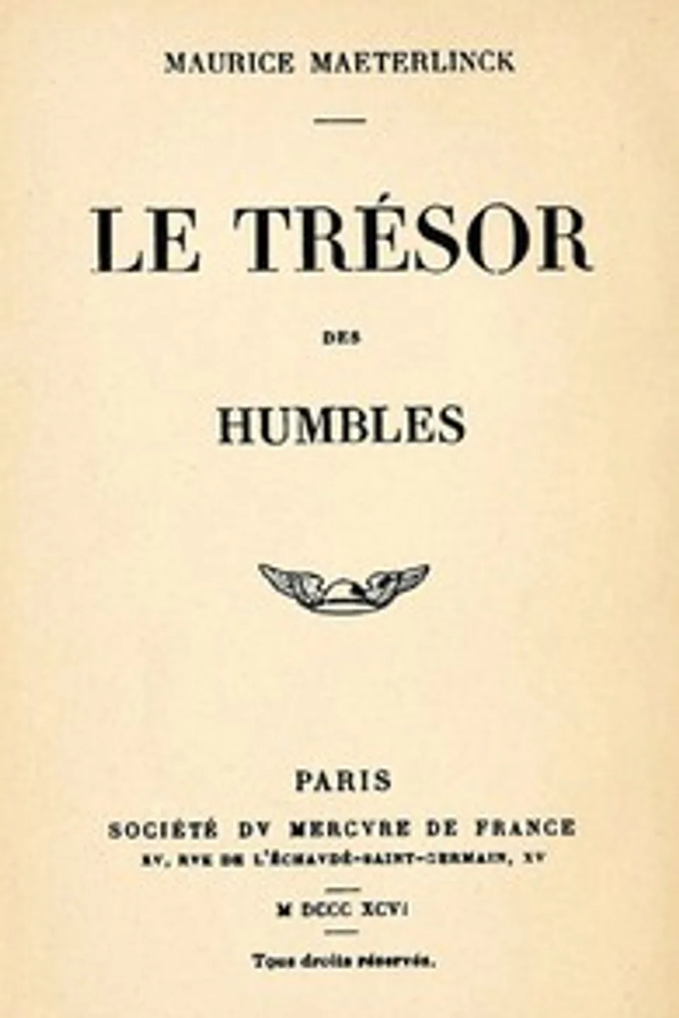 Le trésor des humbles, Maurice Maeterlinck