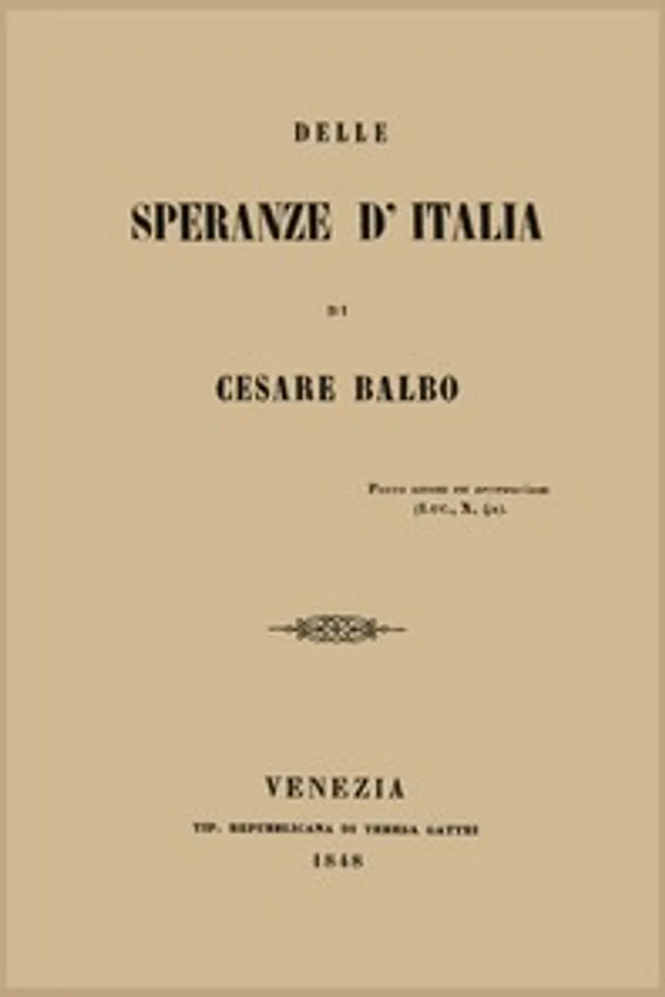 Delle speranze d'Italia, Cesare Balbo