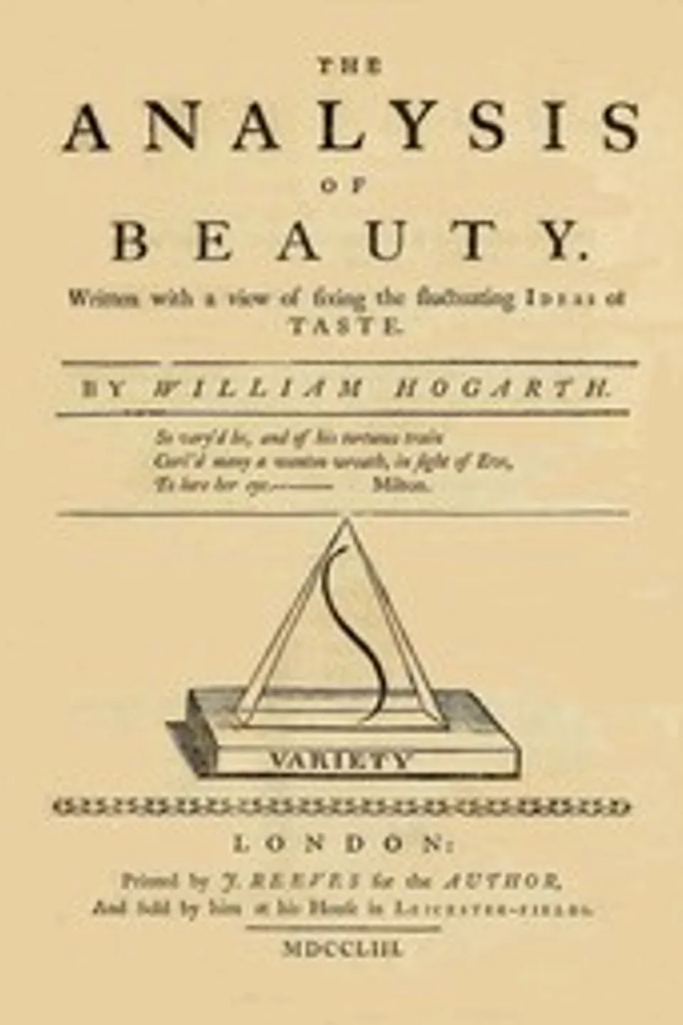 The Analysis of Beauty: Written with a view of fixing the fluctuating ideas of taste, William Hogarth