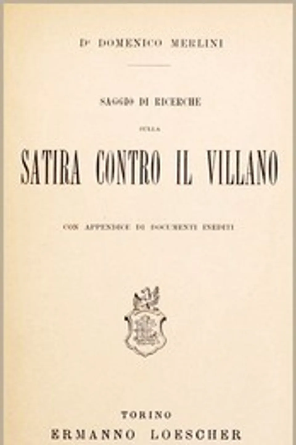 Saggio di ricerche sulla satira contro il villano, Domenico Merlini