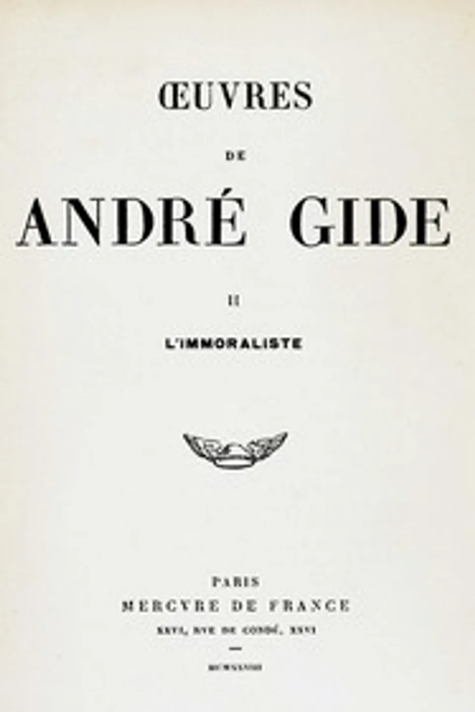 L'immoraliste, André Gide