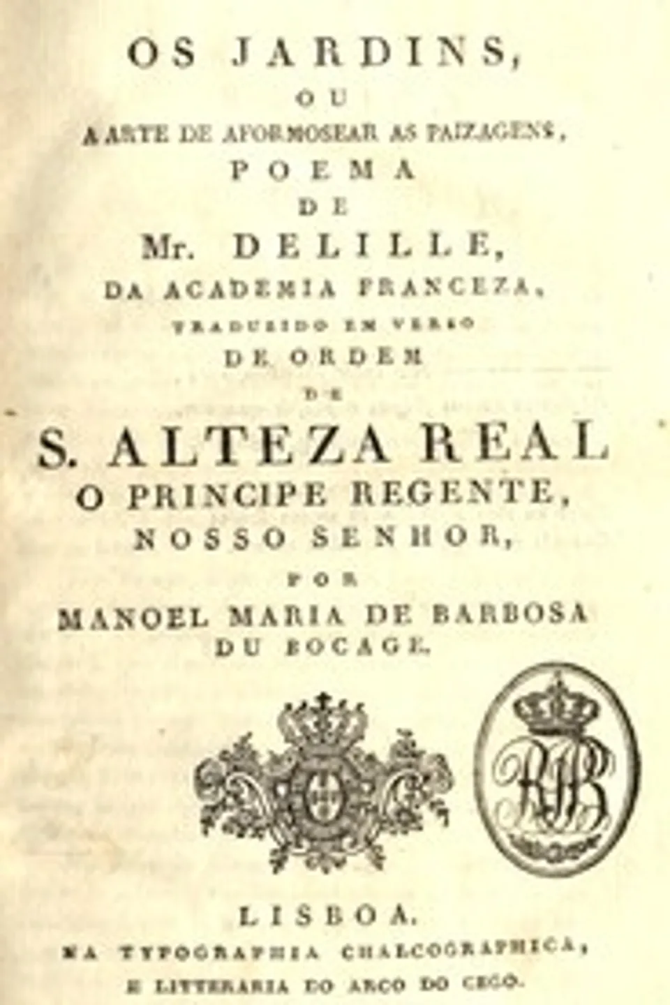 Os jardins ou a arte de aformosear as paisagens, Jacques Delille