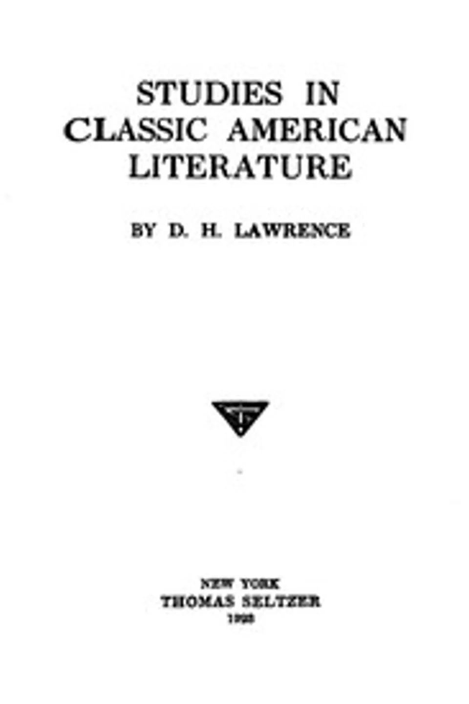 Studies in Classic American Literature, D. H. (David Herbert) Lawrence