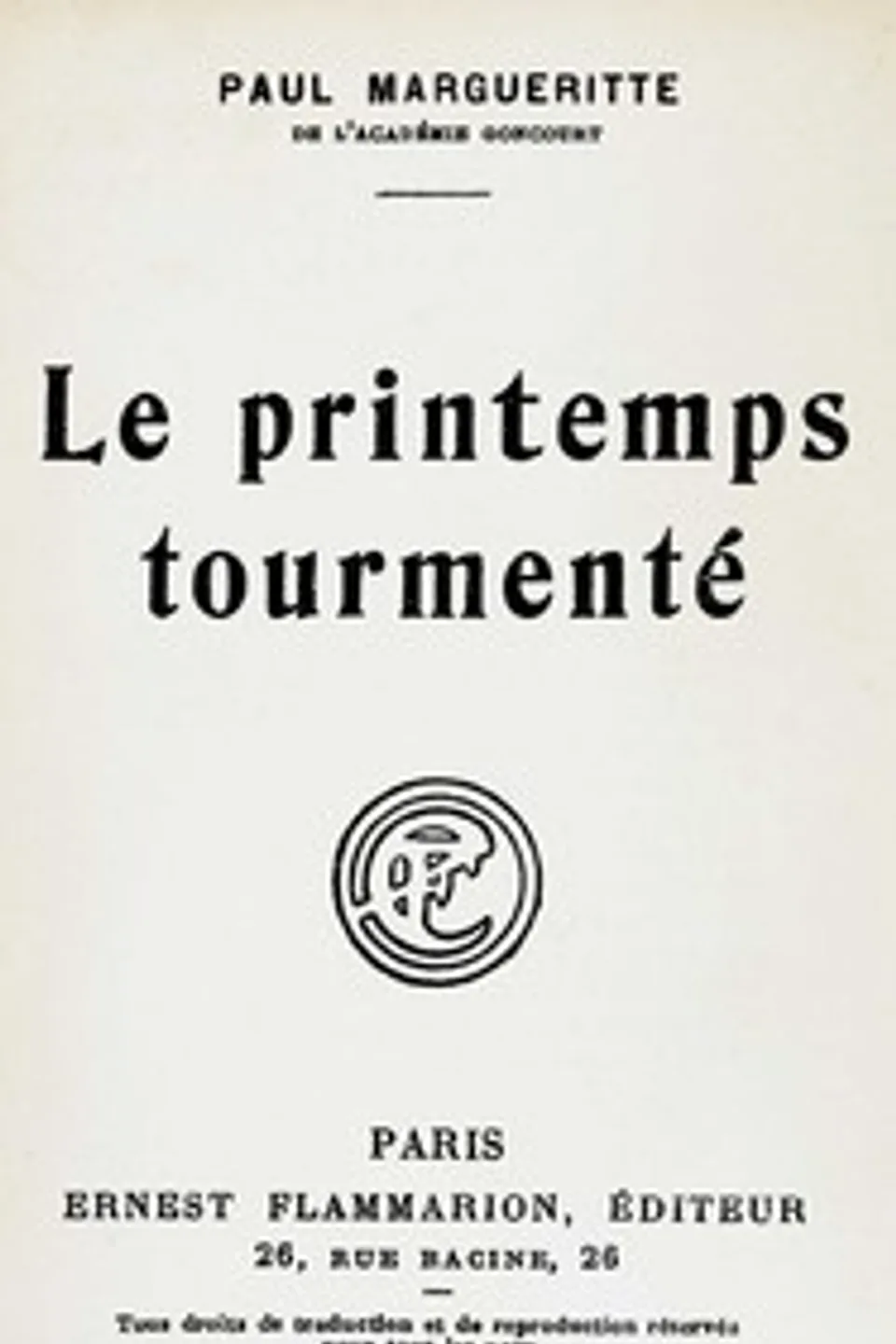 Le printemps tourmenté, Paul Margueritte
