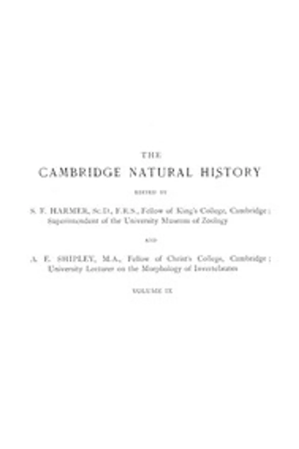 The Cambridge natural history, Vol. 09 (of 10), A. H. (Arthur Humble) Evans