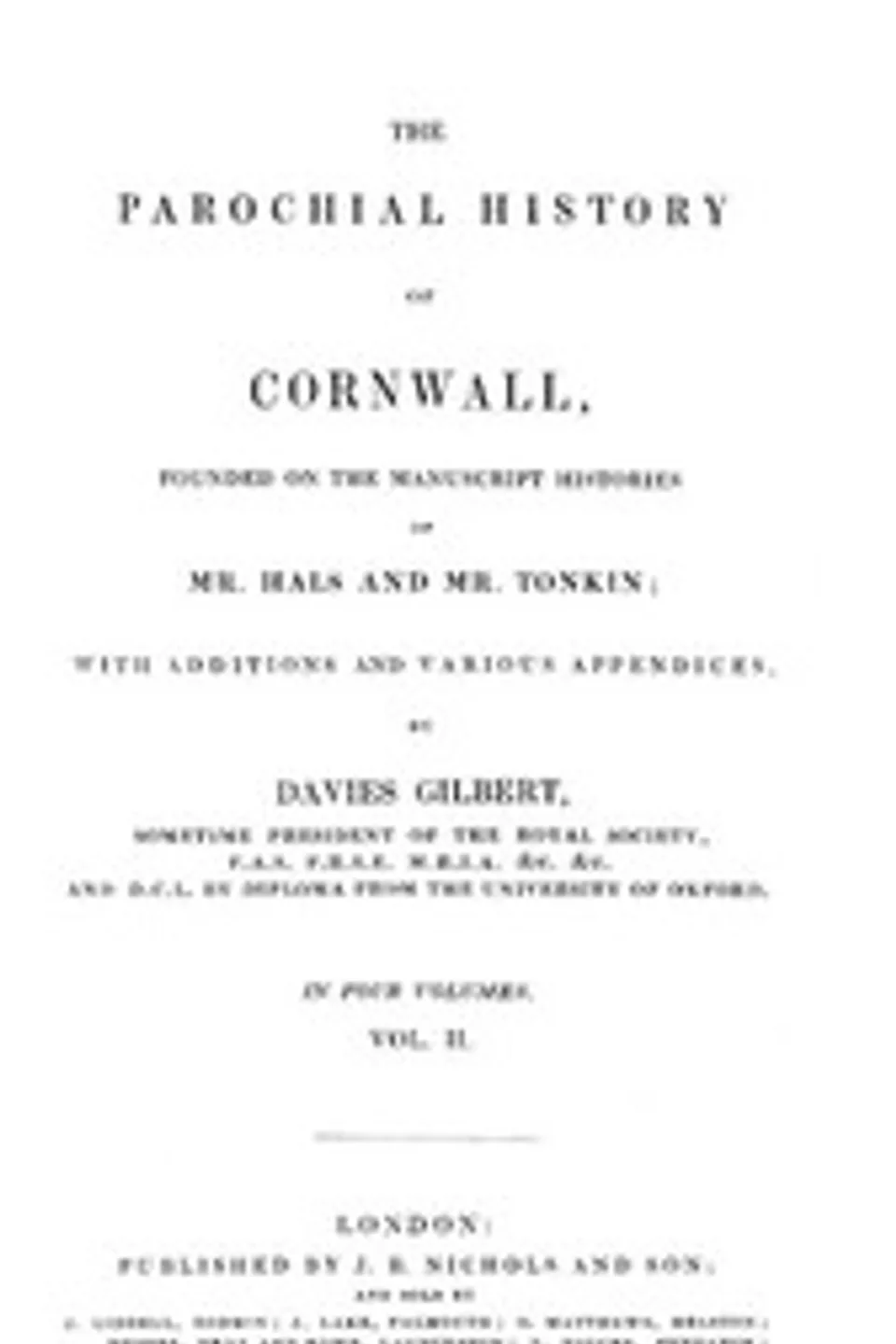 The Parochial History of Cornwall, Volume 2 (of 4)