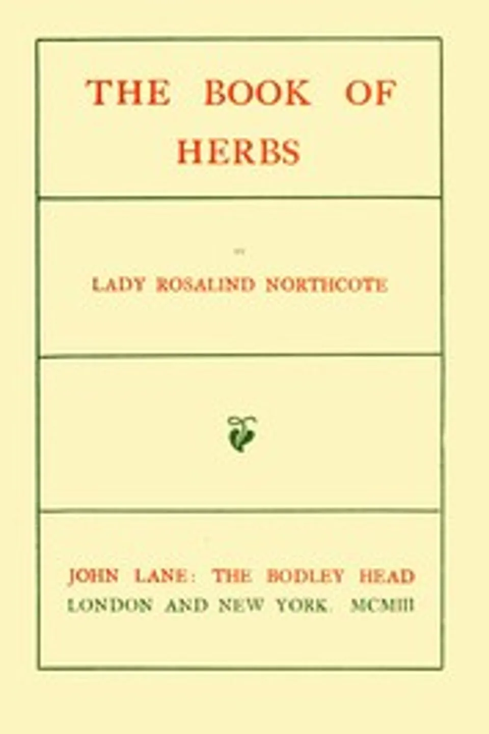 The Book of Herbs, Rosalind Northcote
