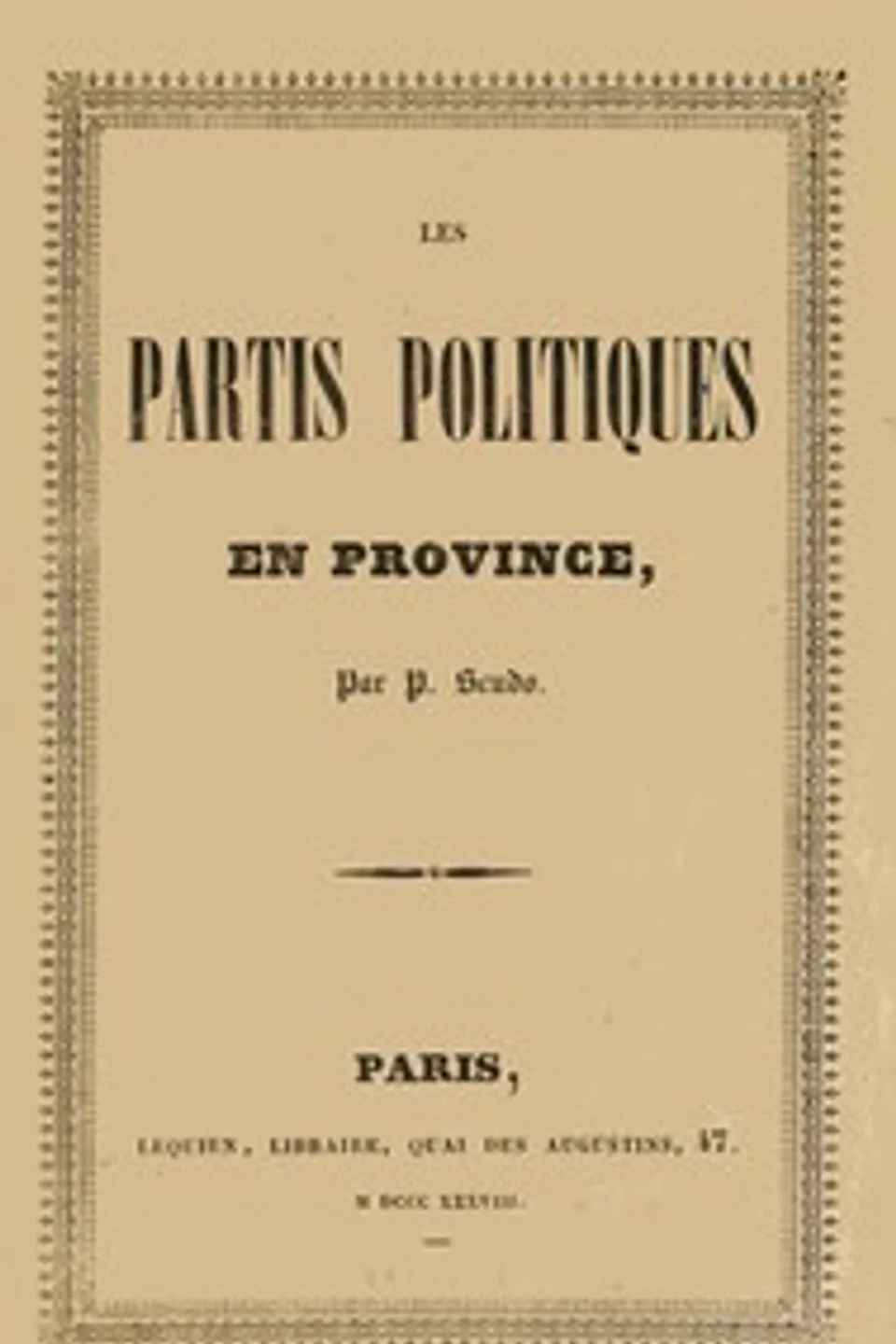 Les partis politiques en Province, Paul Scudo