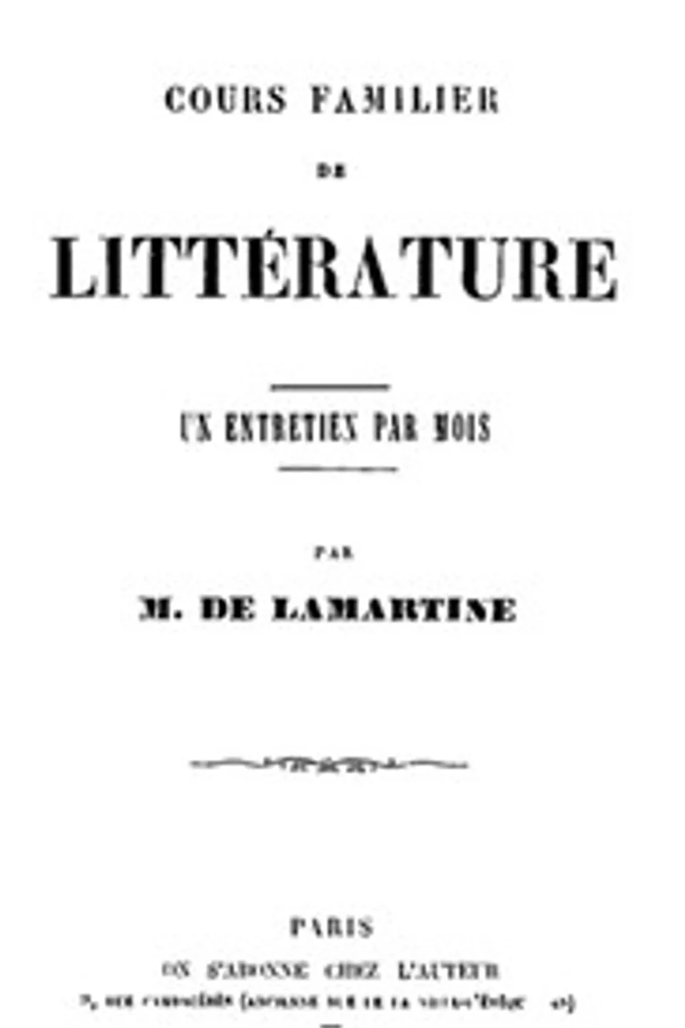 Cours familier de Littérature - Volume 23, Alphonse de Lamartine
