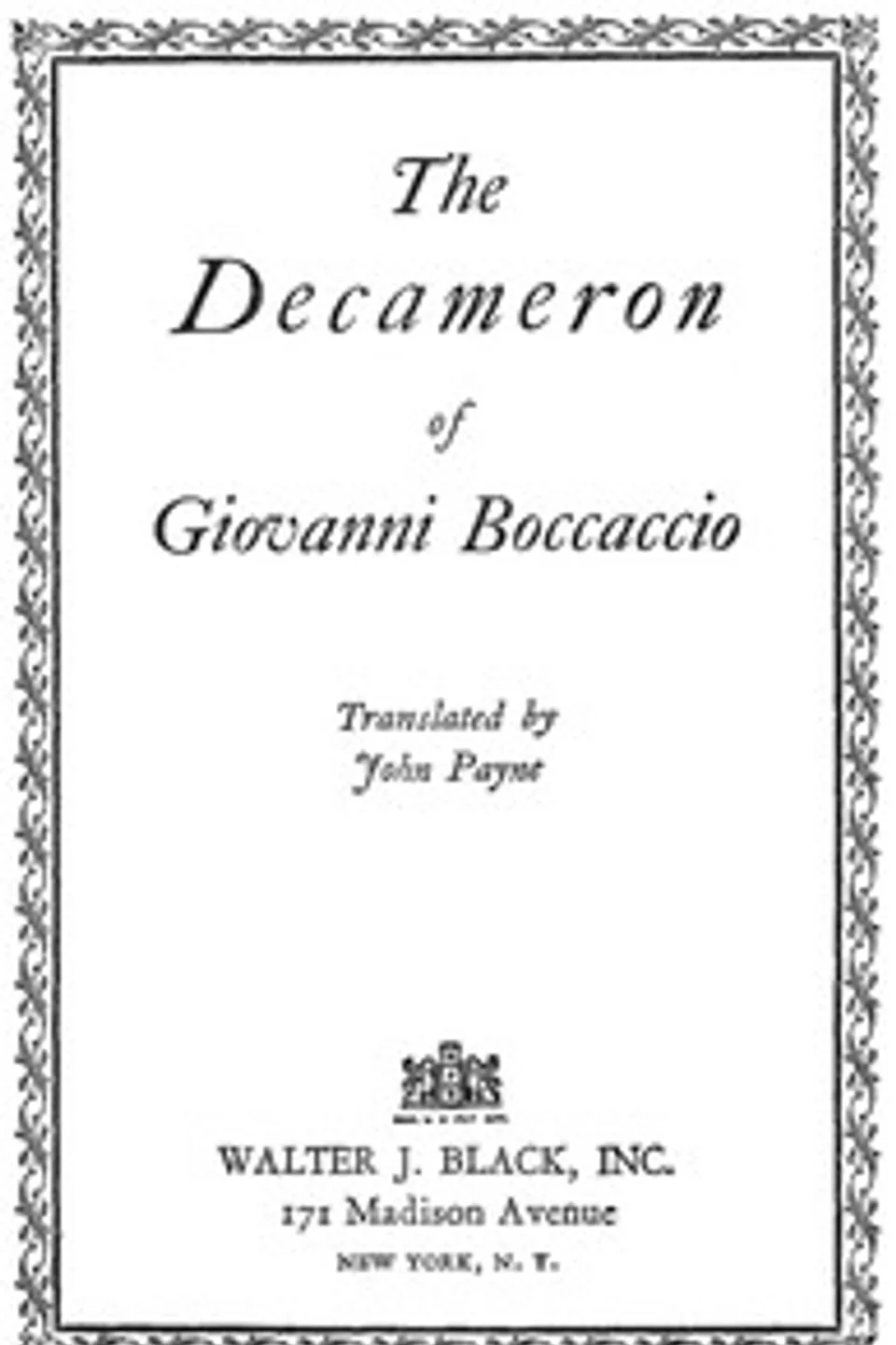 The Decameron of Giovanni Boccaccio, Giovanni Boccaccio