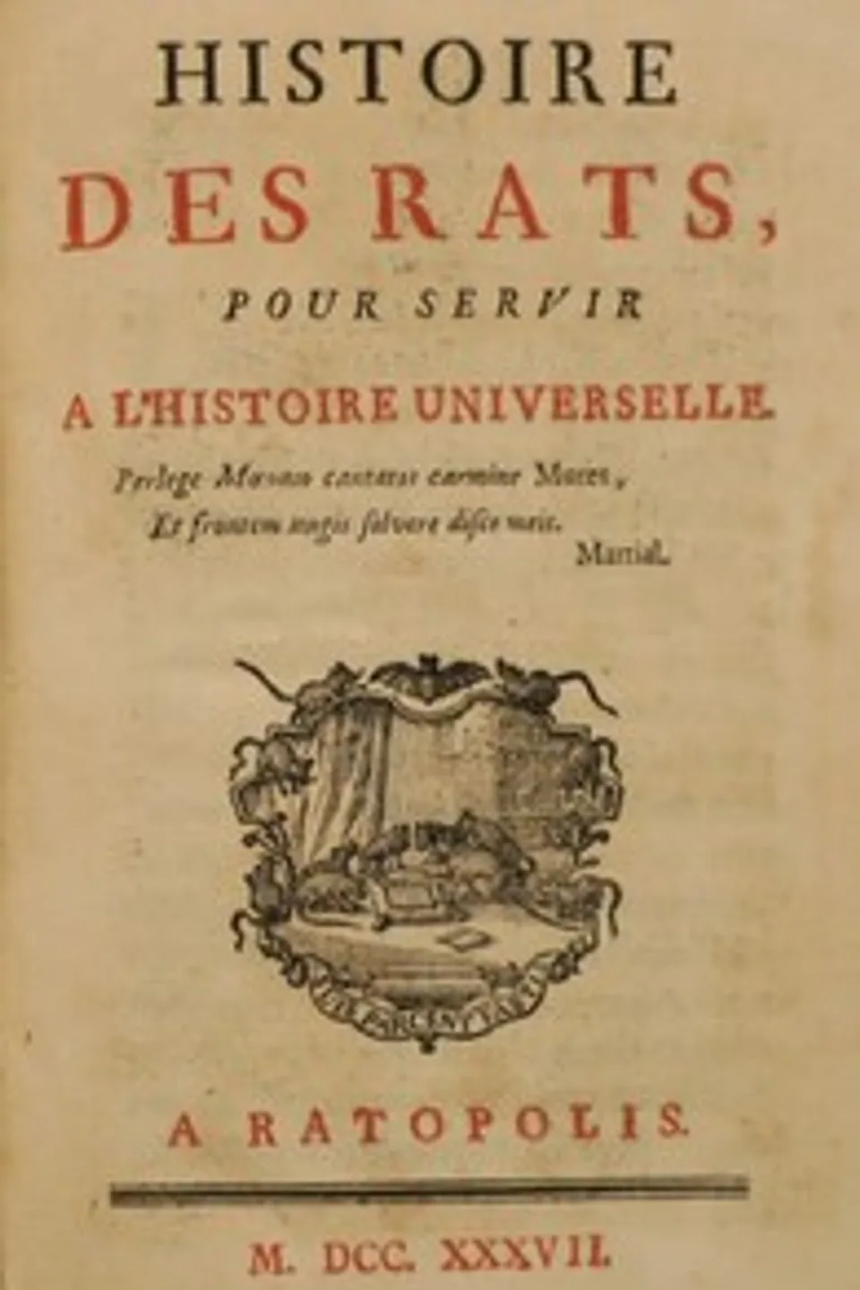 Histoire des rats, pour servir à l'histoire universelle, Claude Guillaume Bourdon de Sigrais