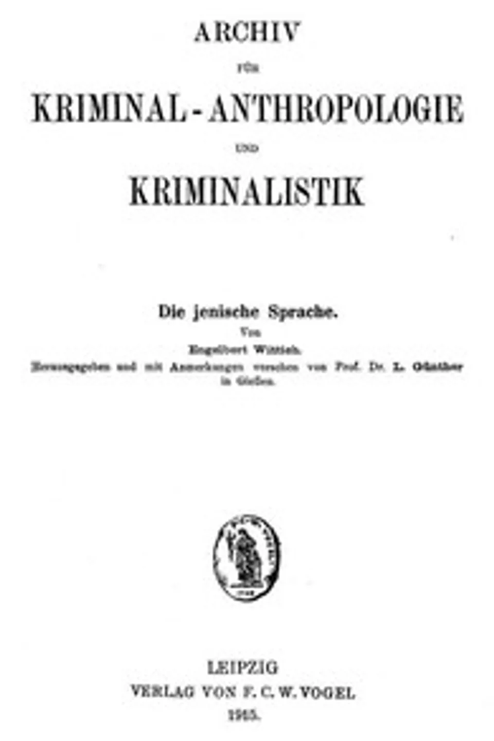 Die jenische Sprache, Engelbert Wittich
