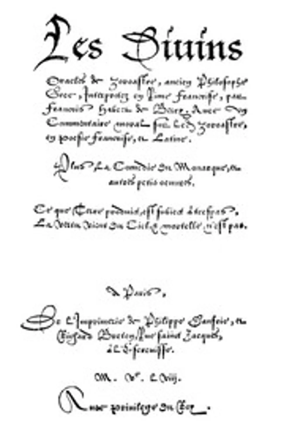 Les Divins Oracles de Zoroastre, ancien Philosophe Grec, Interpretez en Rime Françoise, par François Habert de Berry; Avec un Commentaire moral sur ledit Zoroastre, en Poesie Françoise, et Latine., François Habert
