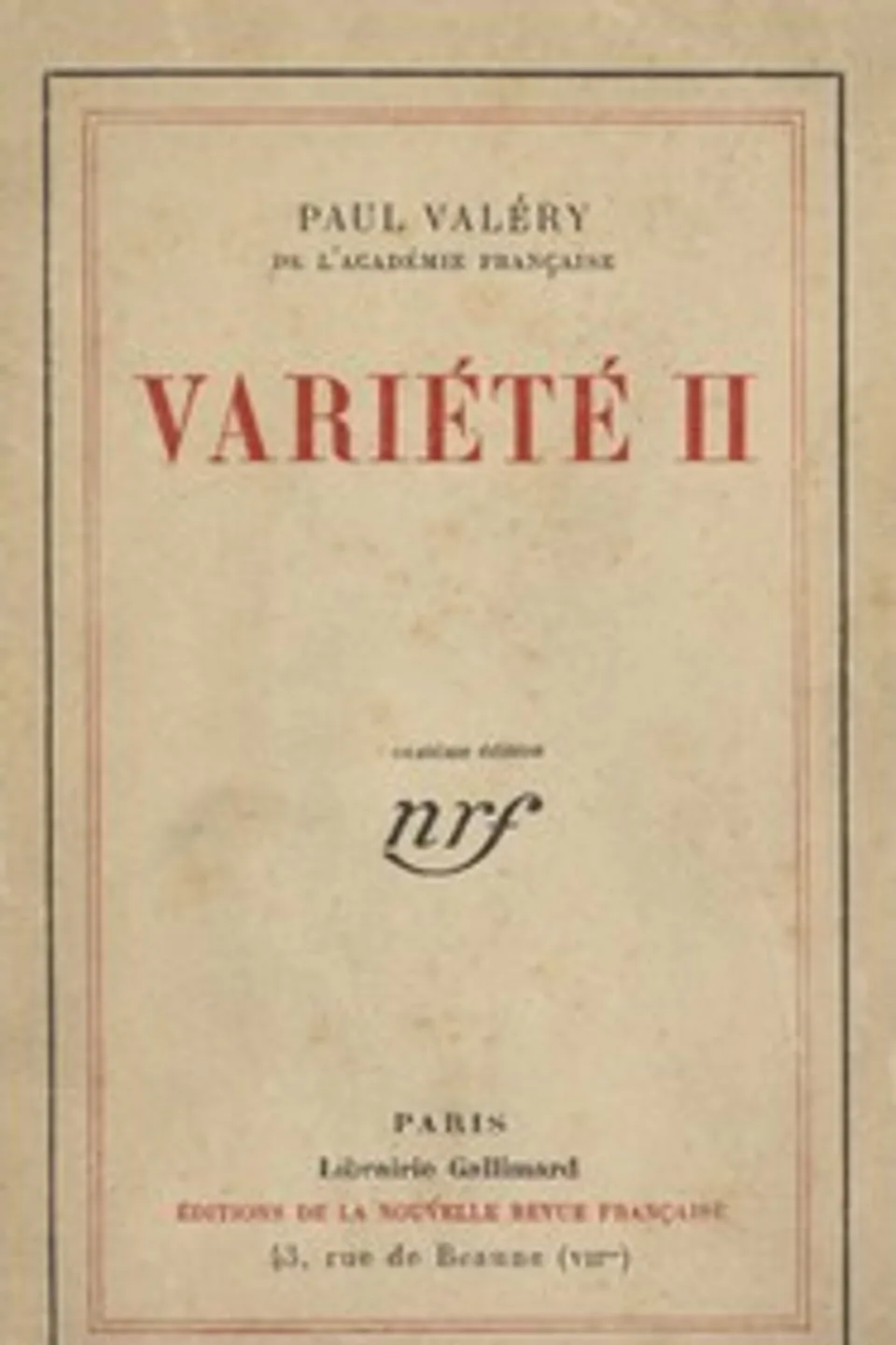 Variété II, Paul Valéry