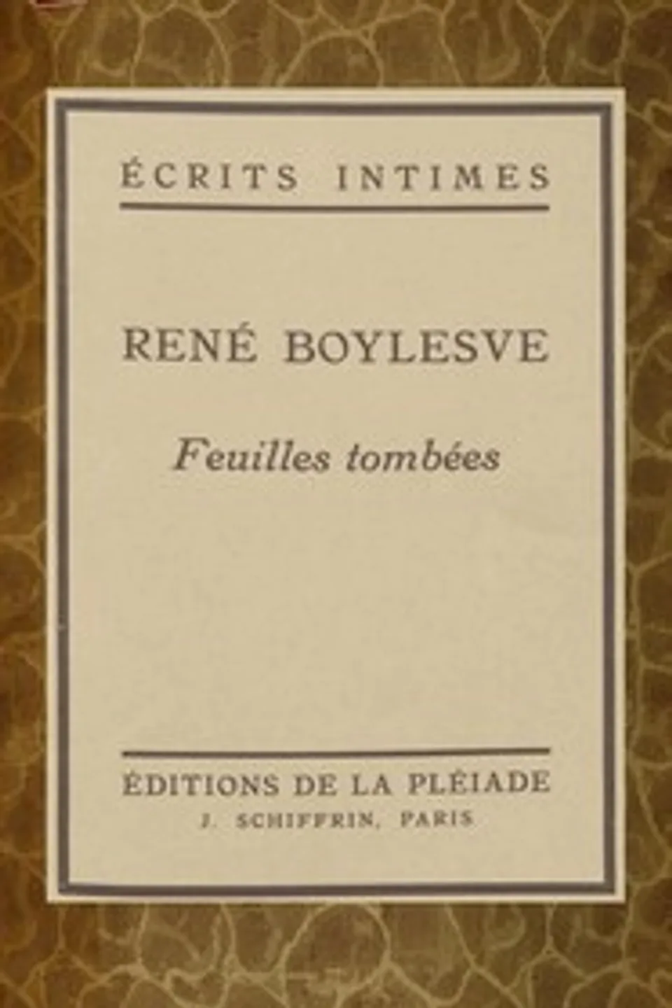 Feuilles tombées, René Boylesve