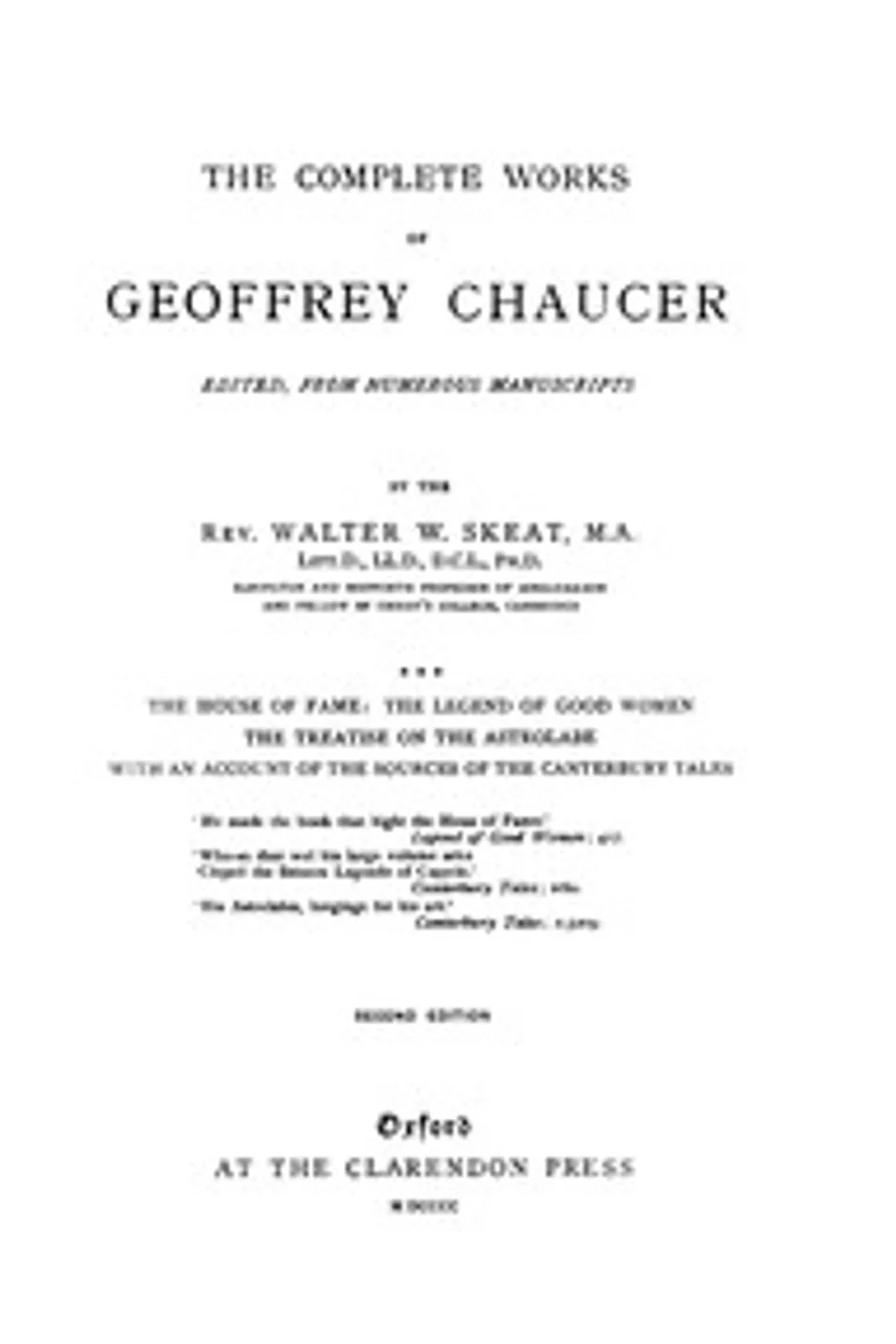 Chaucer's Works, Volume 3 — The House of Fame; The Legend of Good Women; The Treatise on the Astrolabe; The Sources of the Canterbury Tales, Geoffrey Chaucer