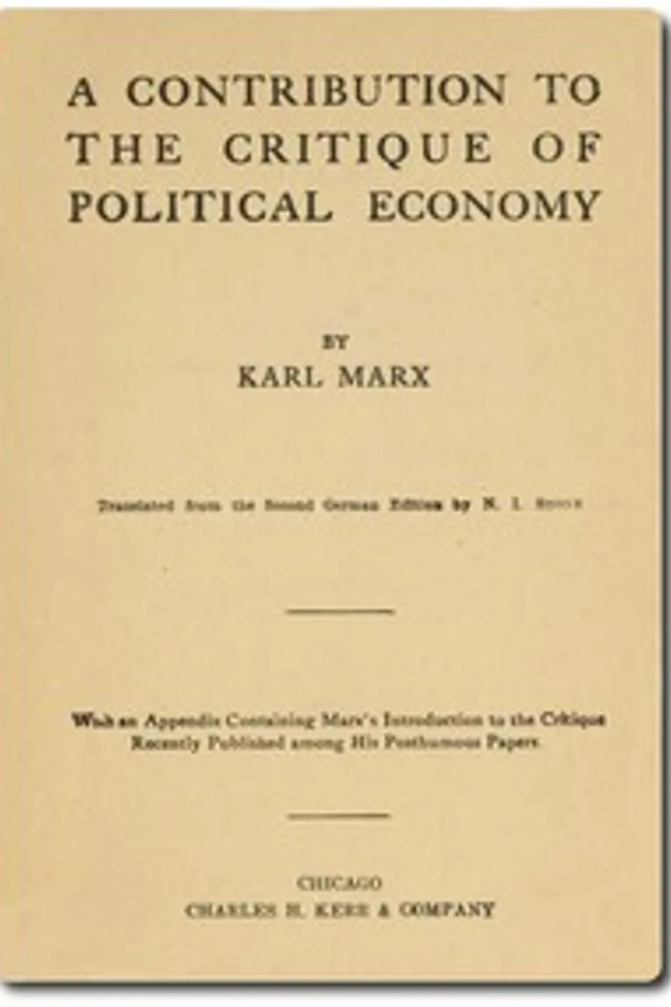 A Contribution to the Critique of Political Economy, Karl Marx