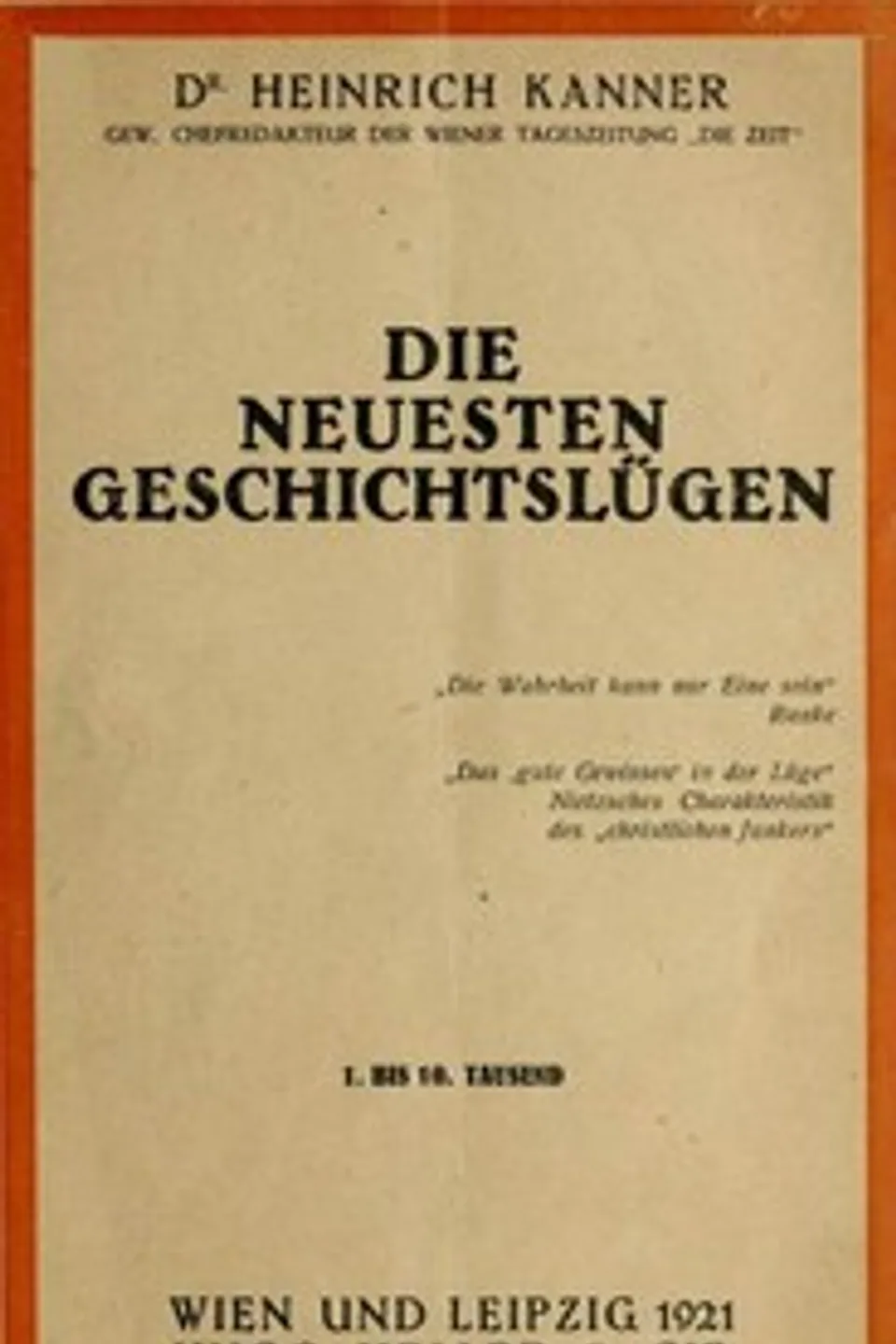 Die neuesten Geschichtslügen, Heinrich Kanner