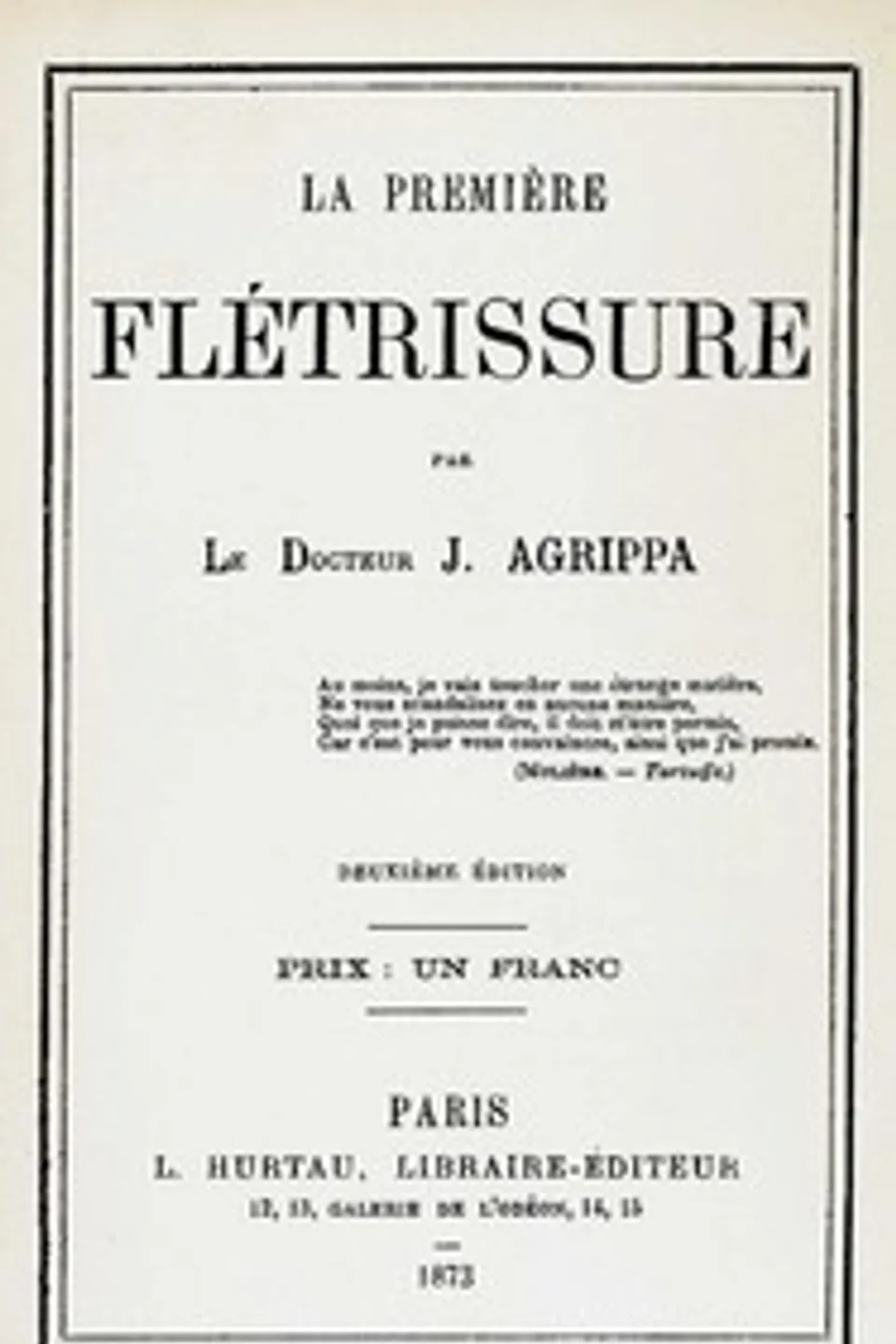 La première flétrissure, J. Agrippa