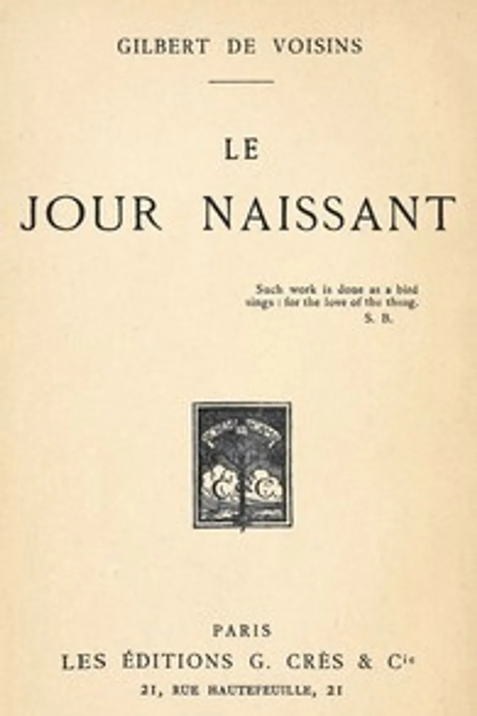 Le jour naissant, Auguste Gilbert de Voisins