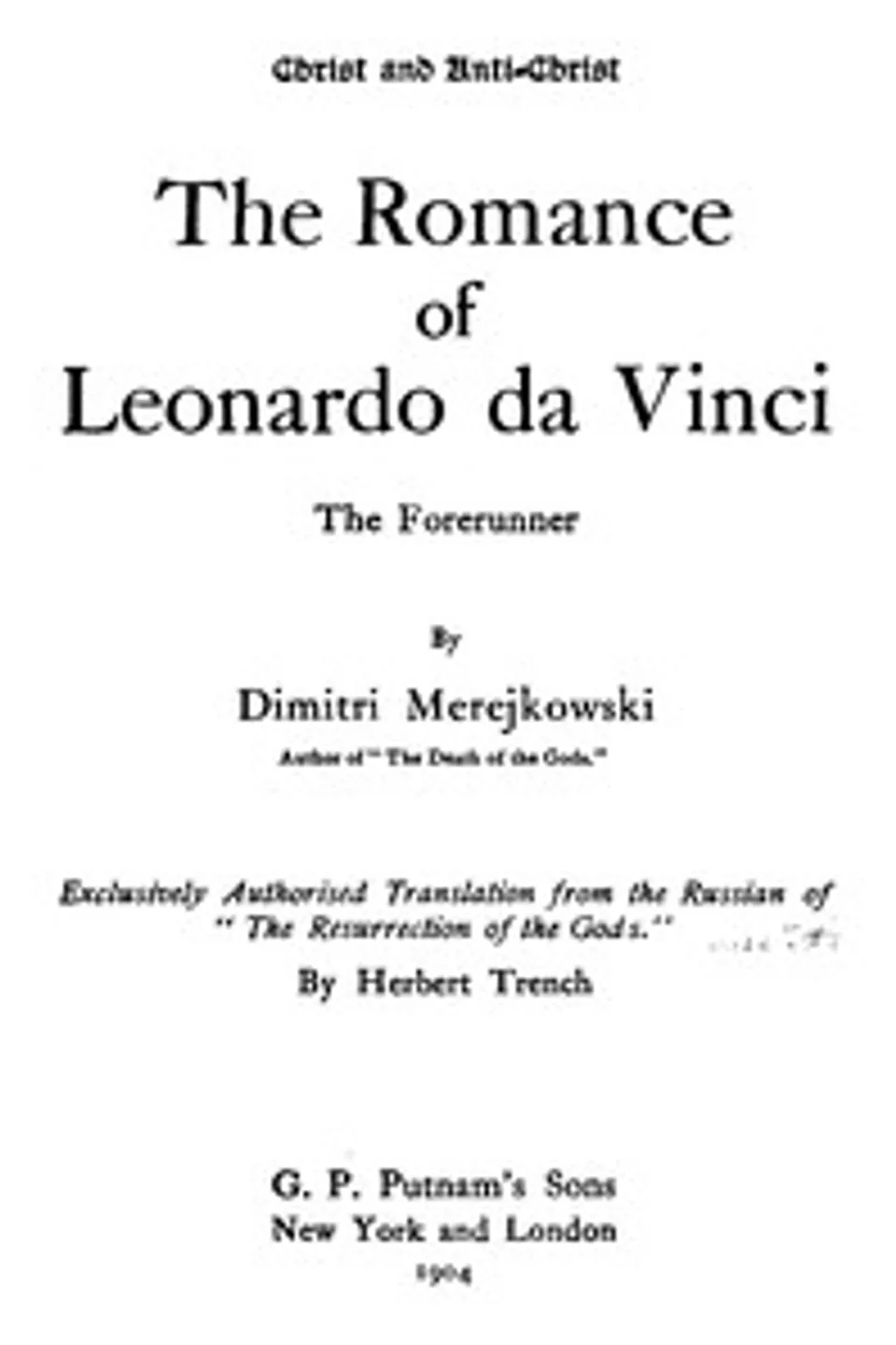 The Romance of Leonardo da Vinci, the Forerunner, Dmitry Sergeyevich Merezhkovsky