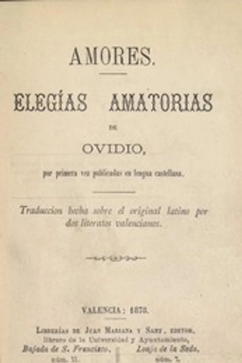 Amores: elegías amatorias, Ovid
