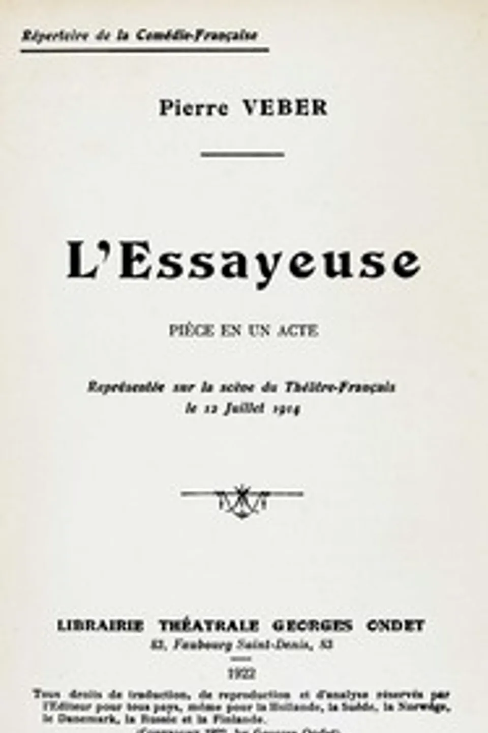 L'essayeuse : $b pièce en un acte, Pierre Veber