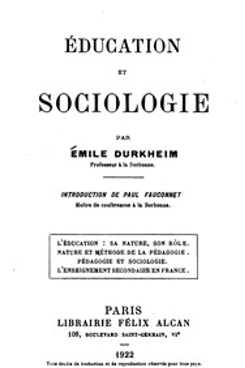 Éducation et sociologie, Émile Durkheim